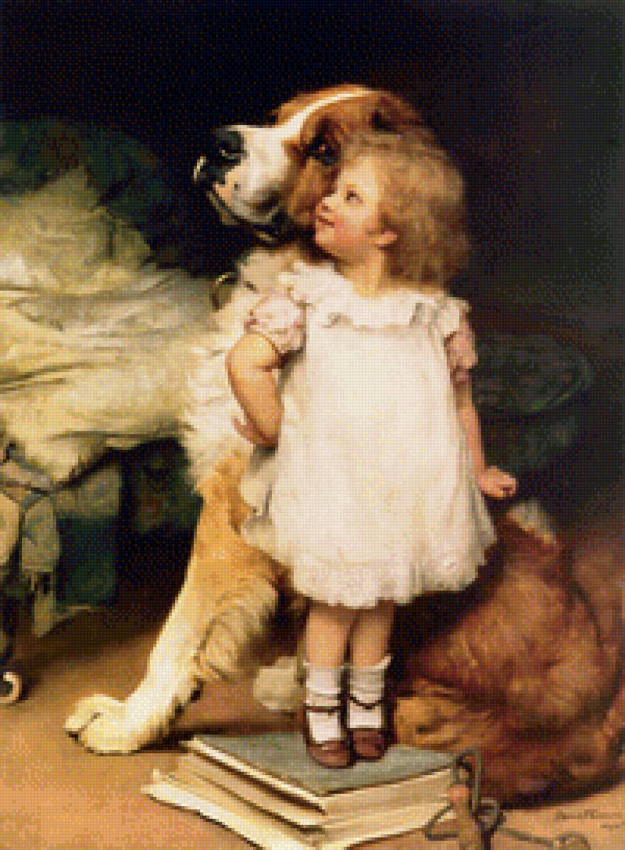 Девочка с собакой - малышка, милота, собака, девочка - предпросмотр