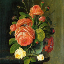 Оригинал схемы вышивки «натюрморт с розами» (№1466361)