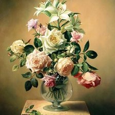 Оригинал схемы вышивки «Цветы в вазе» (№1469741)