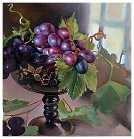 Виноградная гроздь в вазе - натюрморт вышивка крестом - оригинал