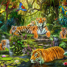 Схема вышивки «Семейство Тигров»