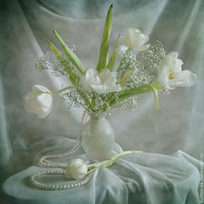 Оригинал схемы вышивки «белые тюльпаны» (№1474479)