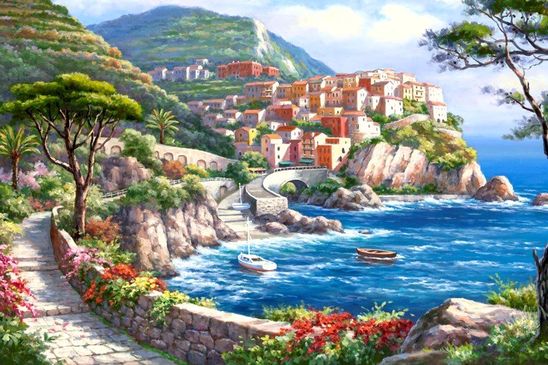 Пейзаж по картину Сунг Ким - картина, пейзаж, море - оригинал