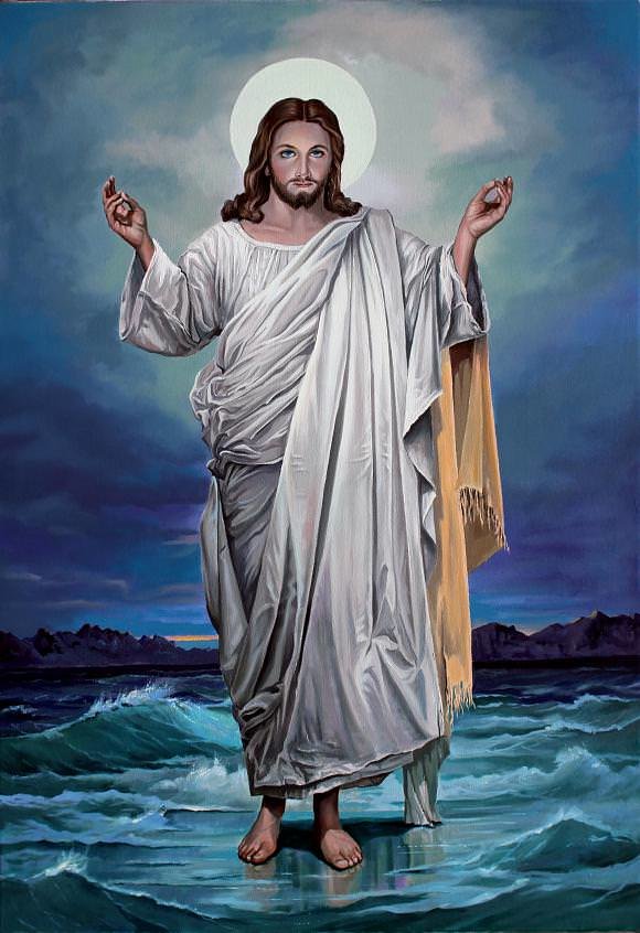 иисус идущий по воде - вода, библия, религия, иисус - оригинал
