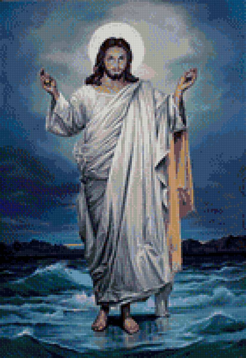 иисус идущий по воде - иисус, вода, библия, религия - предпросмотр