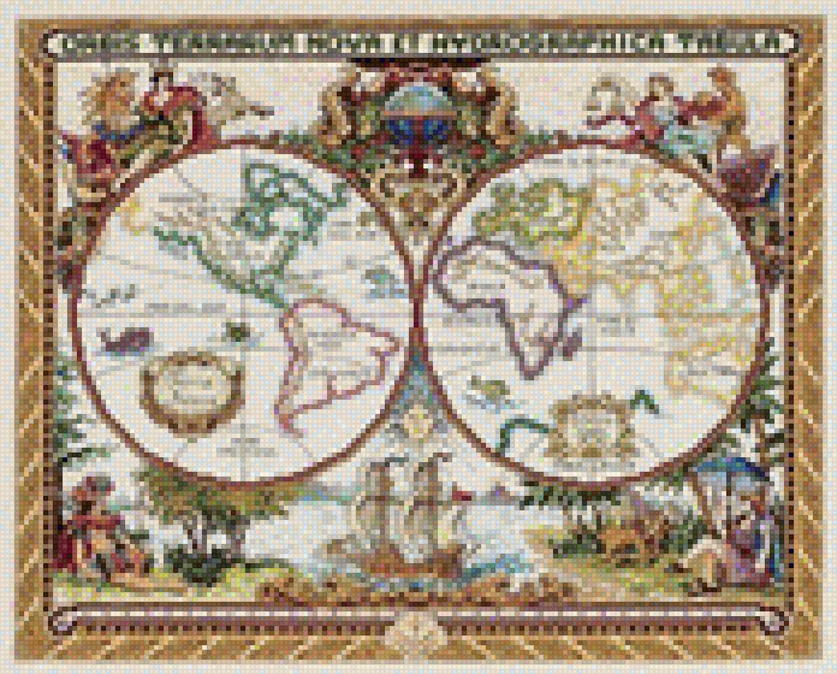 старинная карта мира - карта - предпросмотр