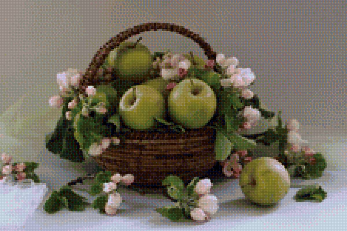 Натюрморт 6 - яблоки корзина - предпросмотр