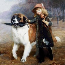 Оригинал схемы вышивки «Девочка с собакой» (№1483342)