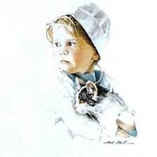 Оригинал схемы вышивки «dziewczynka z kotem» (№1487898)