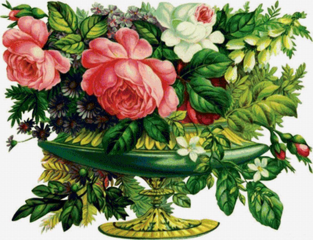 Серия "Флора" - цветы в вазе, розы, букет цветов - предпросмотр