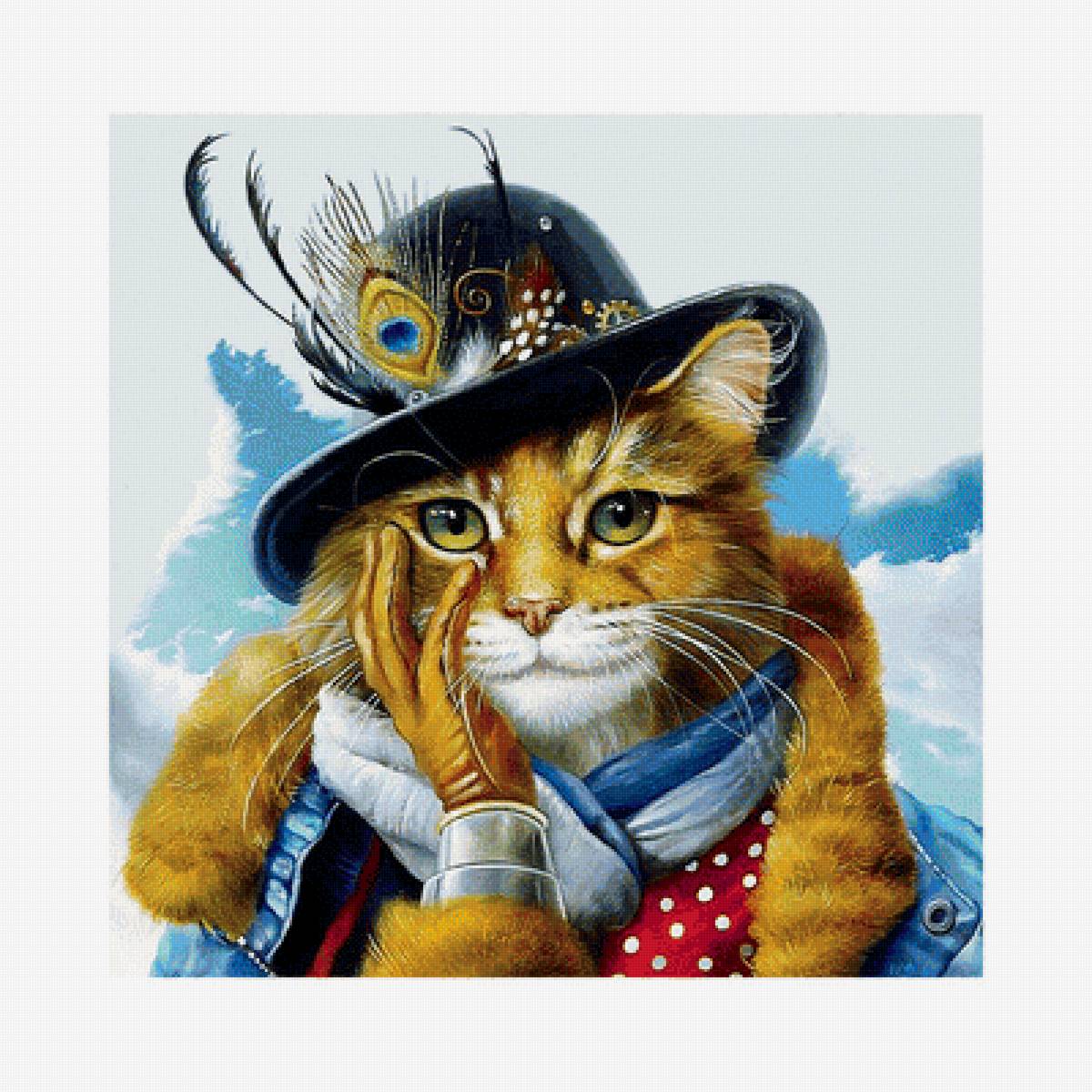 Барин - кошки, шляпа, кот, картина, животные - предпросмотр