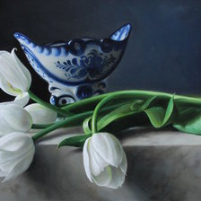Схема вышивки «Художник Питер Вагеманс. Белые тюльпаны»