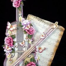 Оригинал схемы вышивки «скрипка в цветах» (№1491667)