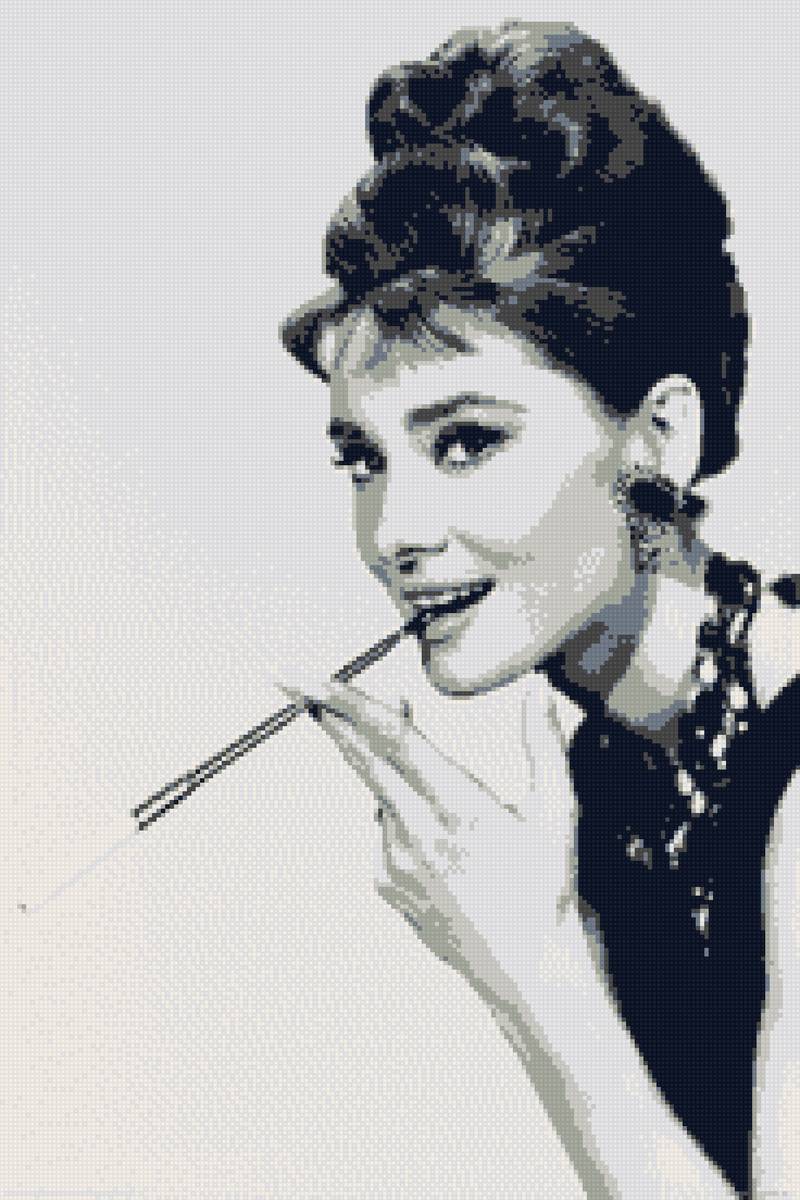 Одри Хепберн - одри, девушка, девушка с сигаретой, монохром, красотка - предпросмотр