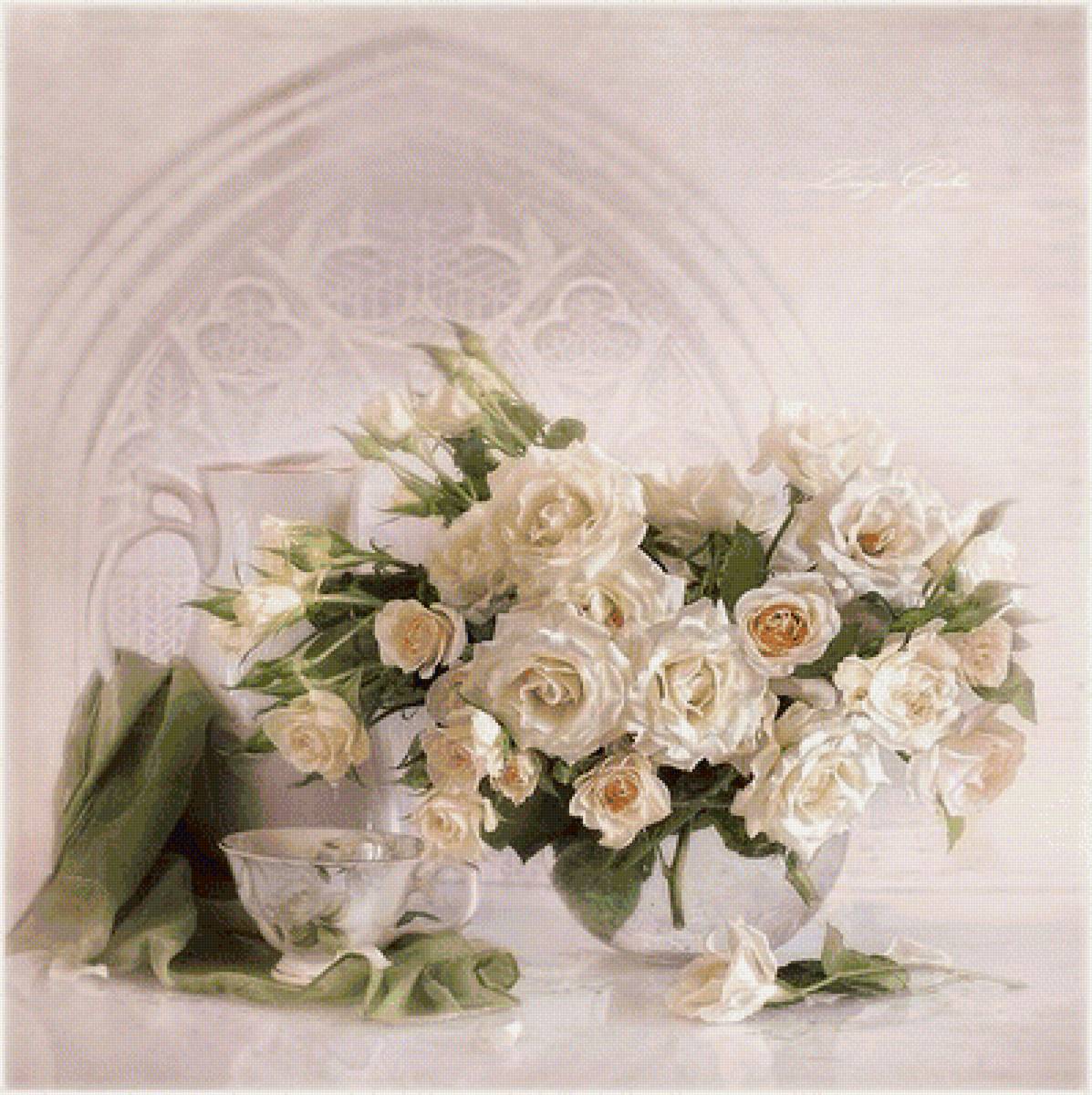 розы - натюрморт, цветы в вазе - предпросмотр