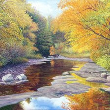 Художник Дэвид Хоуэлл. Осень на реке.