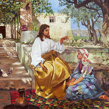 Оригинал схемы вышивки «Иисус с Марфой и Марией» (№1504270)