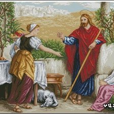 Схема вышивки «Христос с Марфой и Марией»