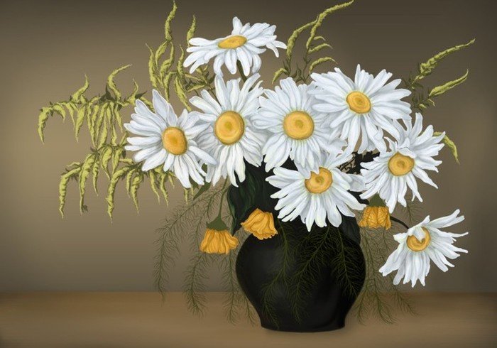 Букет ромашек - букет, ромашки, цветы, натюрморт - оригинал