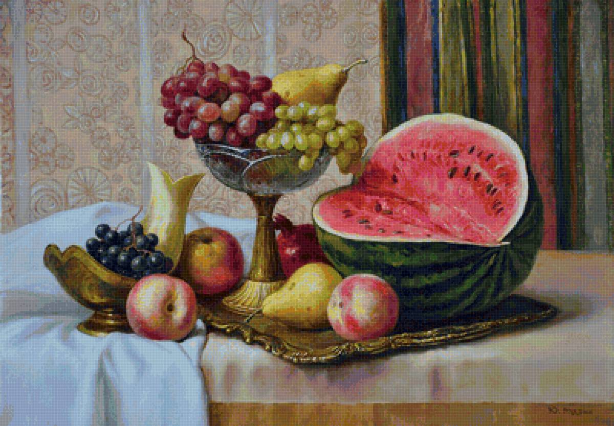 Натюрморт - фрукты, ягоды, арбуз - предпросмотр
