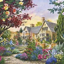 Оригинал схемы вышивки «свидание в саду» (№1518757)