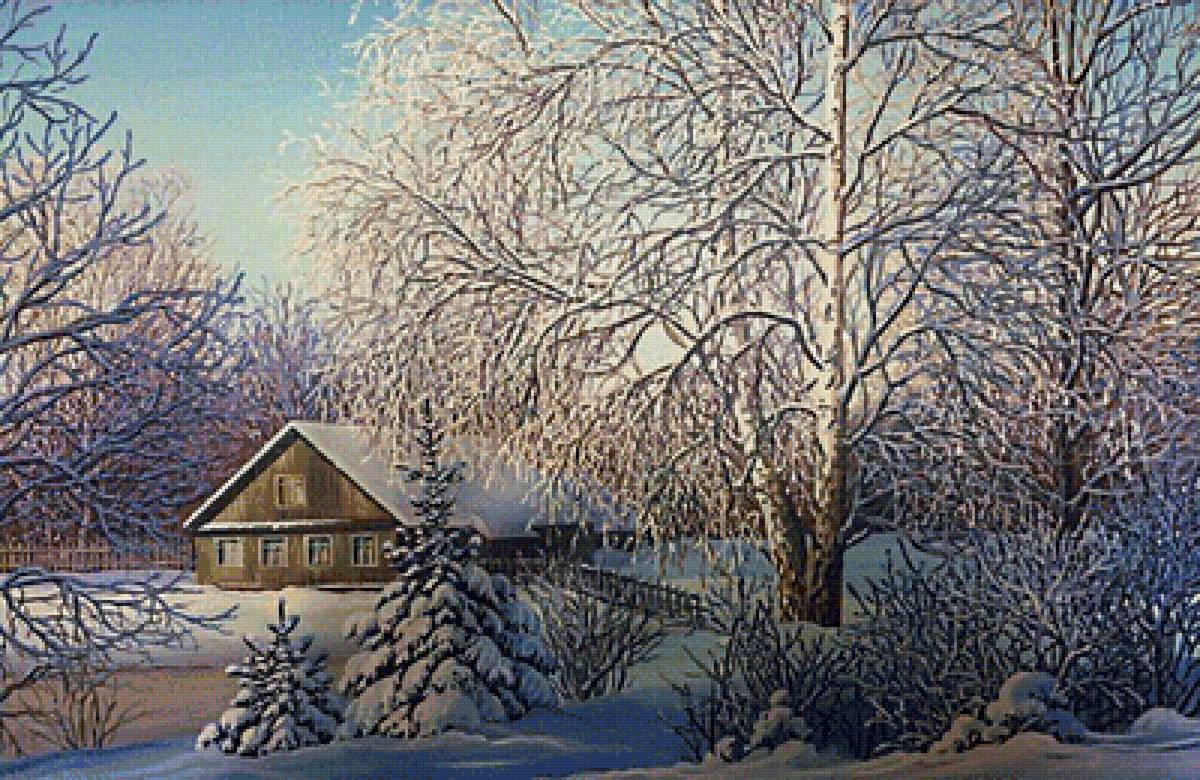 мороз и солнце - пейзаж, зима, снег, лес, дом - предпросмотр