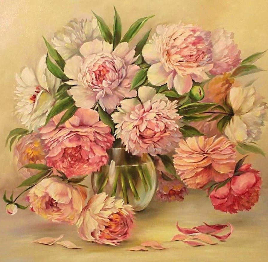 нежные цветы - пионы, розовые цветы, пион, букет - оригинал