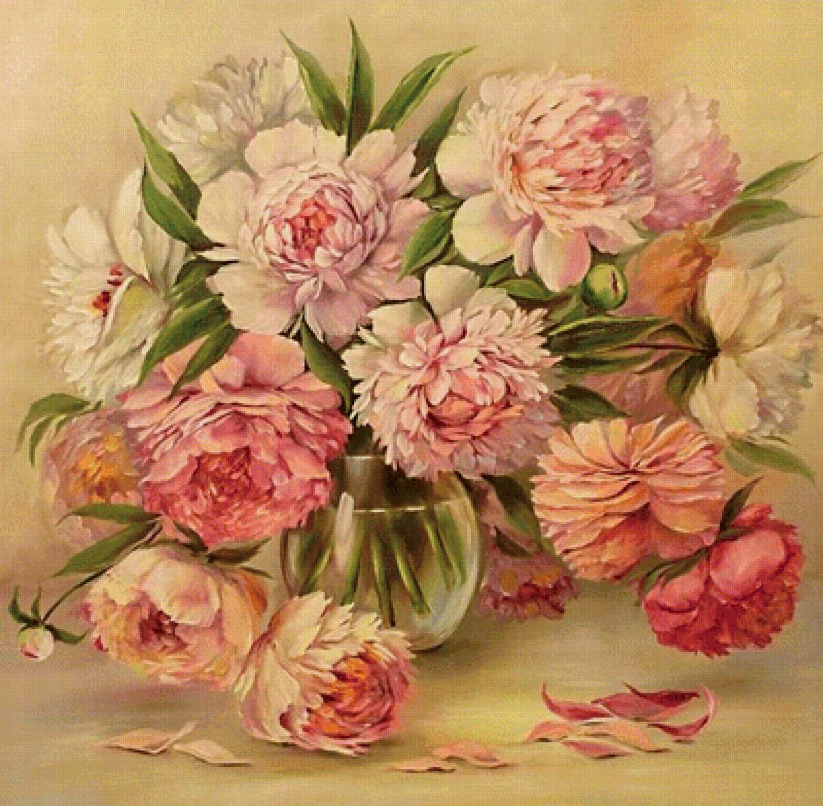 нежные цветы - букет, пион, розовые цветы, пионы - предпросмотр
