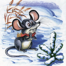 Схема вышивки «Мышка на зимней прогулке»