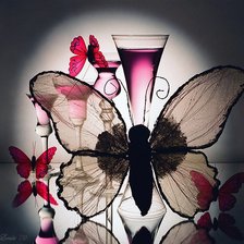 Оригинал схемы вышивки «Бабочка в розовом цвете» (№1527314)