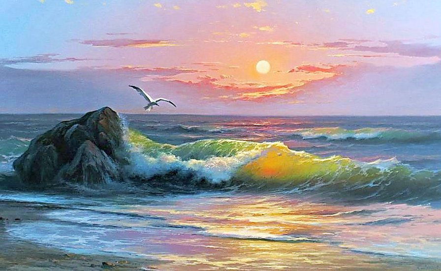 Владимир Коваль - Волна- - закат, море, волны - оригинал