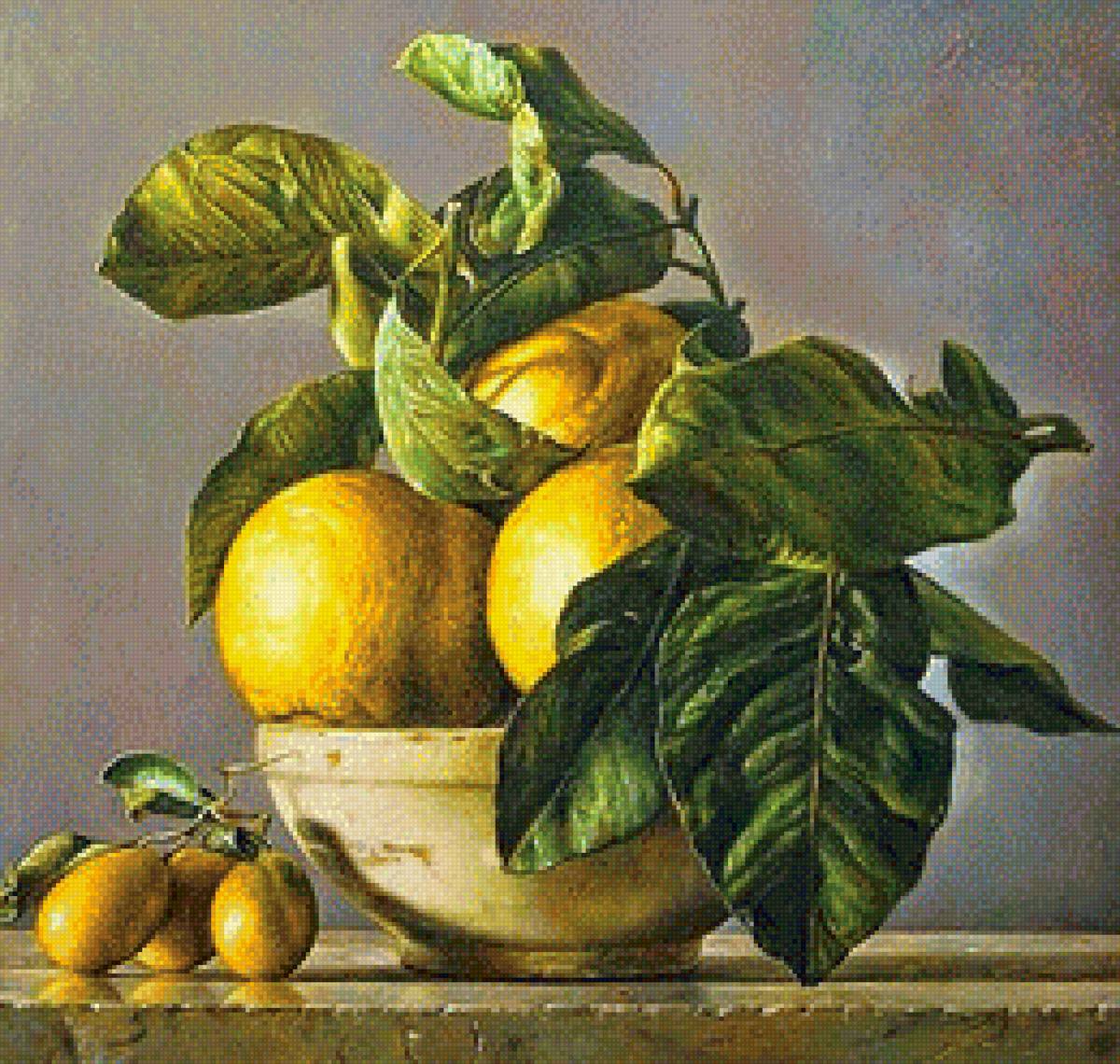 Ваза с лимонами - вышивка крестом - предпросмотр