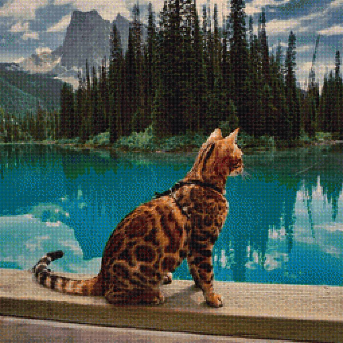 Бенгальский кот - пейзаж, отдых, природа, релакс, животные, горы, кот - предпросмотр