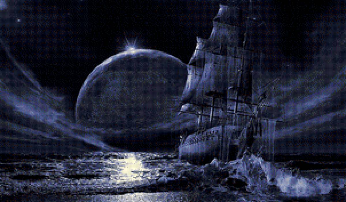 Грани неизведанного - призрак, ночь, луна, корабль - предпросмотр