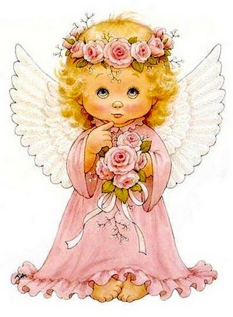 ангелочек с букетом - девочка, ангел, детские - оригинал