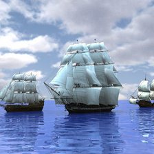 Оригинал схемы вышивки «3 корабля в море» (№1550700)