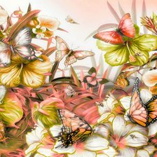 Схема вышивки «цветы/бабочки»