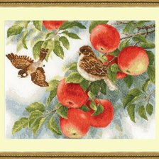 Оригинал схемы вышивки «Воробушки на яблоне» (№1562381)