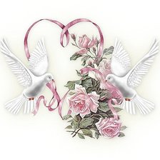 Оригинал схемы вышивки «сердце и голуби» (№1562729)