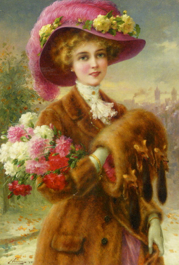 прекрасная дама - шляпка, цветы, прекрасная дама - оригинал