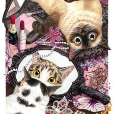 Оригинал схемы вышивки «Кошки в будуаре» (№1569831)