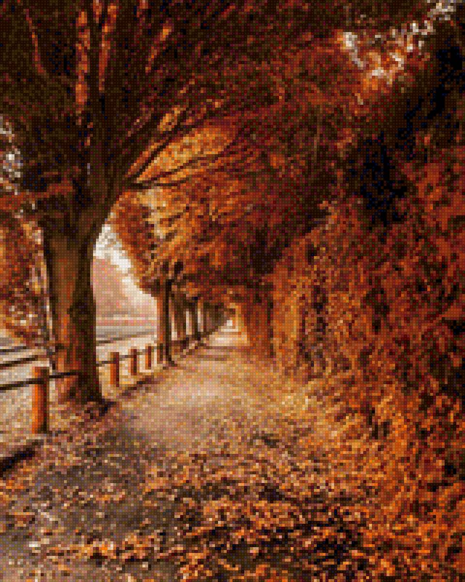 Осенняя аллея - осень, аллея, деревья, парк - предпросмотр