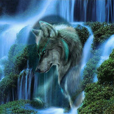 Оригинал схемы вышивки «волк водопад» (№1574243)