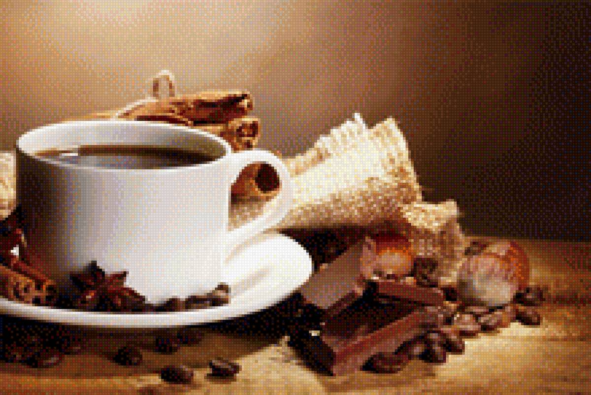 Чашка кофе - чашка кофе, кофе, утро, шоколад, орехи - предпросмотр