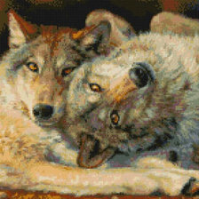 Оригинал схемы вышивки «Волки. Счастливая пара.» (№1577600)