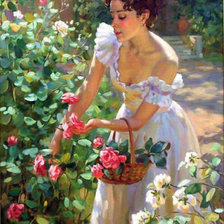 Lady  in garden