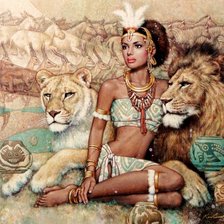 Схема вышивки «Красавица и львы»