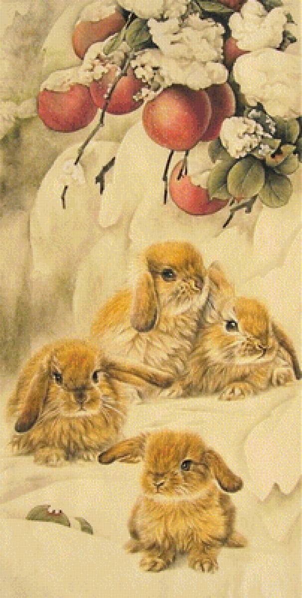 братцы-кролики - снег, зима, кролик, кролики, пейзаж - предпросмотр