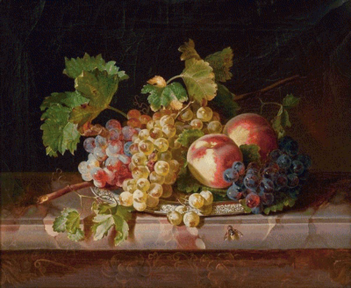 натюрморт - натюрморт, виноград, фрукты - предпросмотр