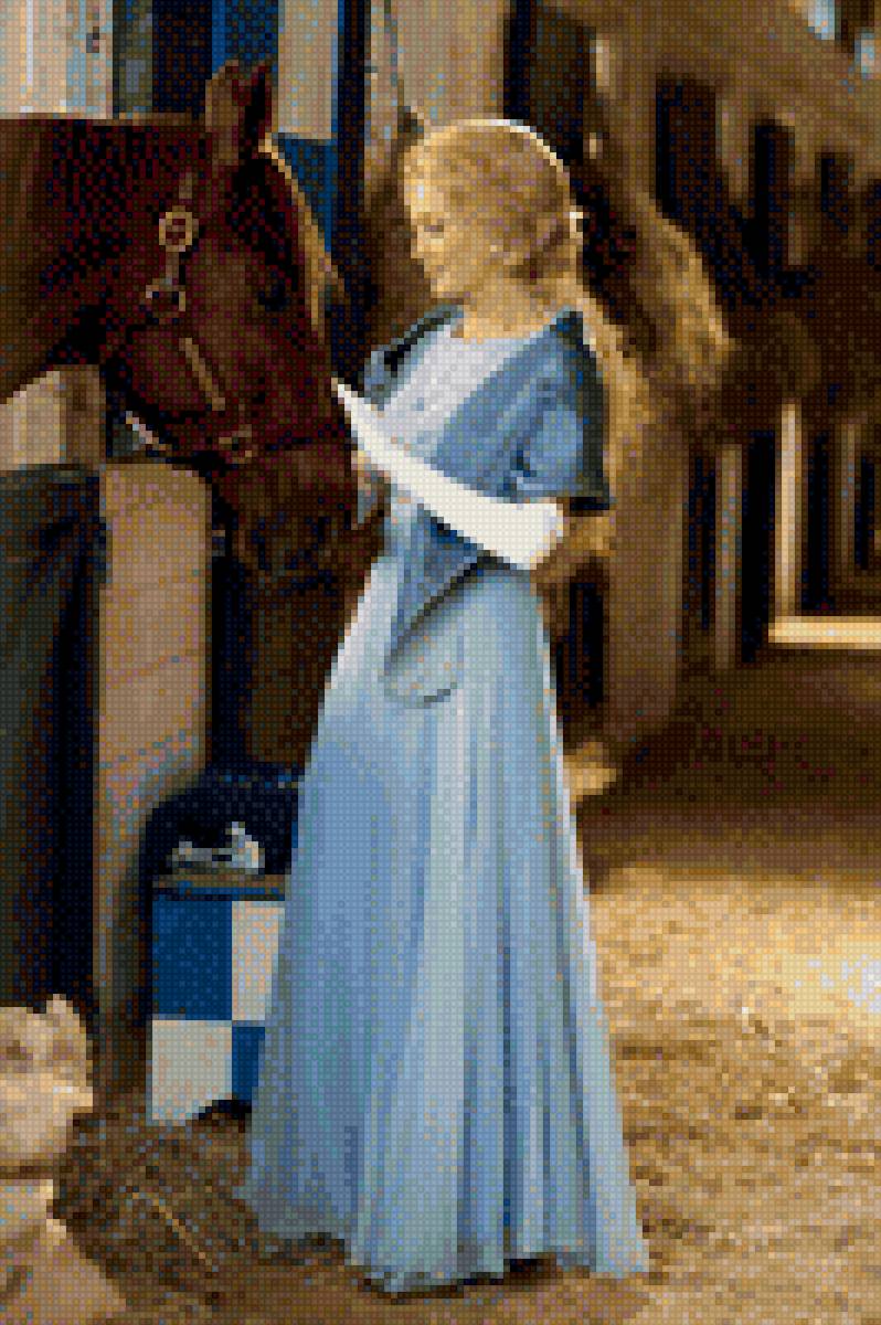 девушка с лошадью - лошадь, девушка, конюшня, дружба - предпросмотр